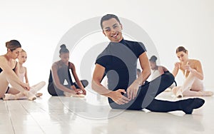 I want people who have to dance. a group of young male ballerinas preparing for their routine.