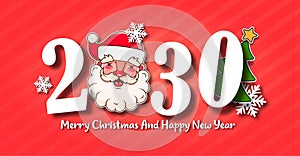 I Wish You A Merry Christmas And Happy New Year Vintage Background With Typography. 2030