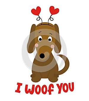 I woof you - Doodle draw and phrase for Valentines Day.