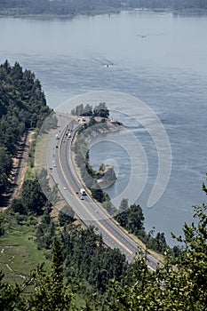 I84 traffic,Columbia River Gorge, near Corbett, Oregon