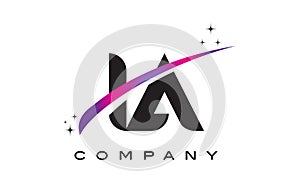 IA I A Black Letter Logo Design with Purple Magenta Swoosh photo