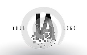 IA I A Pixel Letter Logo with Digital Shattered Black Squares photo