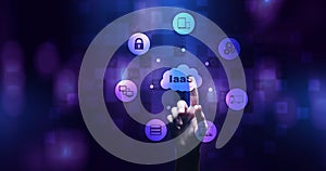 IaaS - Infrastructure as a service, networking and application platform. Internet and technology concept on virtual screen