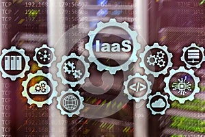 IaaS, Infrastructure as a Service. Online Internet and networking concept. Graph icons on a digital screen.