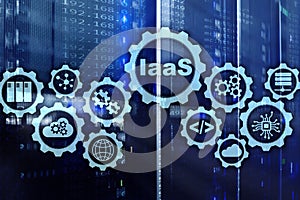 IaaS, Infrastructure as a Service. Online Internet and networking concept. Graph icons on a digital screen.