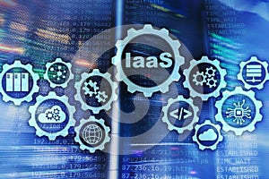 IaaS, Infrastructure as a Service. Online Internet and networking concept. Graph icons on a digital screen.