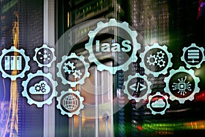 IaaS, Infrastructure as a Service. Online Internet and networking concept. Graph icons on a digital screen.