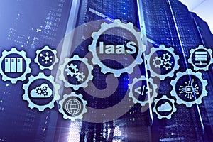 IaaS, Infrastructure as a Service. Online Internet and networking concept. Graph icons on a digital screen.