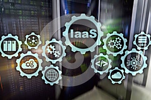 IaaS, Infrastructure as a Service. Online Internet and networking concept. Graph icons on a digital screen