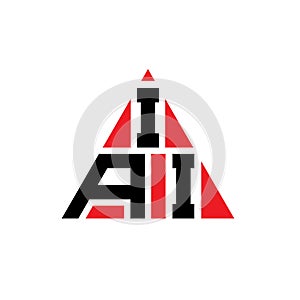 IAI triangle letter logo design with triangle shape. IAI triangle logo design monogram. IAI triangle vector logo template with red photo