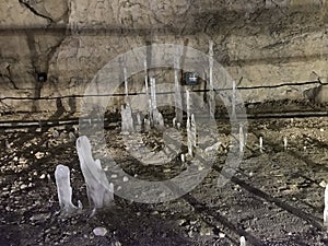 Ialominta cave small and big stalactite