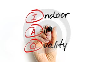 IAQ - Indoor Air Quality is the air quality within and around buildings and structures, text concept with marker