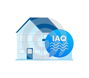 IAQ - Indoor Air Quality. Ventilation system. Vector stock illustration.