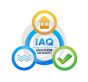 IAQ - Indoor Air Quality. Ventilation system. Vector stock illustration.