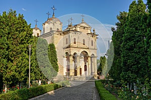 Iasi Metropolitan cathedral in a green space photo