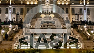 Iasi sign near the Palace of Culture in Romania