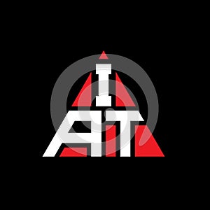 IAT triangle letter logo design with triangle shape. IAT triangle logo design monogram. IAT triangle vector logo template with red photo