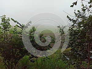 Ibague plateau landscape under the fog before the rain in Colombia