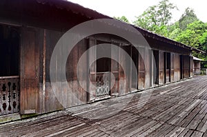 Iban tribe longhouse in Sarawak, Borneo photo