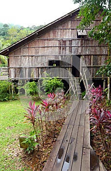 Iban tribe longhouse in Sarawak, Borneo