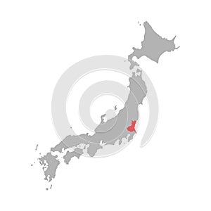Ibaraki prefecture highlighted on the map of Japan