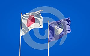 Ibaraki prefecture and Japan flags