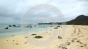 Ibaruma beach full of small rocks in Ishigaki Island, Okinawa, Japan