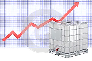 IBC water tank with growing chart, 3D rendering