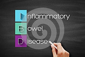 IBD - Inflammatory Bowel Disease acronym, medical concept background on blackboard