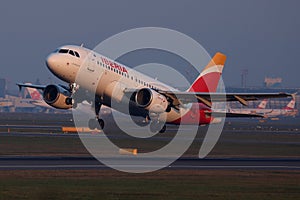 Iberia Airline plane taking off from runway