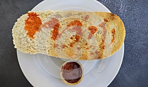 Iberian cachuela bread toast photo