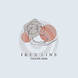 Ibex goat line style logo template design for brand or company and other