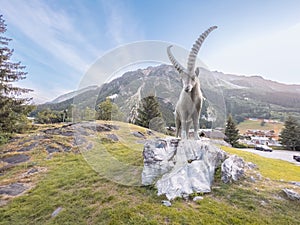 Ibex statue in Pralognan-la-Vanoise, close by national park of Vanoise photo