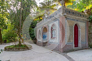 Ibis fountain at Quinta da Regaleira palace in Sintra, Portugal