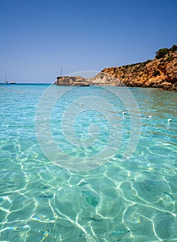 Ibiza Cala Tarida beach in Balearic Islands