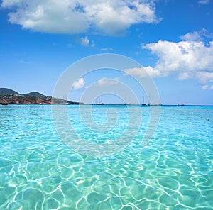 Ibiza Cala Tarida beach in Balearic Islands