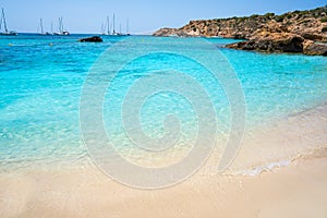 Ibiza Cala Tarida beach in Balearic Islands