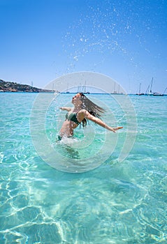 Ibiza Cala Tarida beach in Balearic Islands