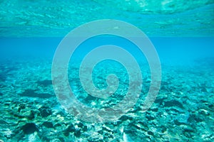 Ibiza Formentera underwater rocks in turquoise sea photo