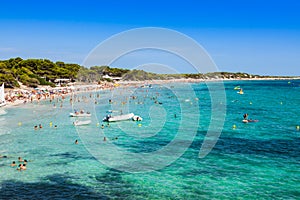 Ibiza island,beach Ses Salines in Sant Josep at Balearic island photo