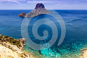 Ibiza island Spain Es Vedra rock travel Mediterranean Sea bay va