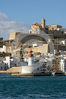 Ibiza old town and the harbor lighthouse