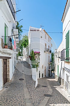 Ibiza Old Town Street White Houses Dalt Vila photo