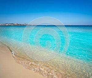 Ibiza Playa d En Bossa beach in Balearic Islands