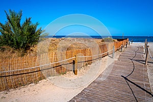 Ibiza Playa d En Bossa beach in Balearic Islands