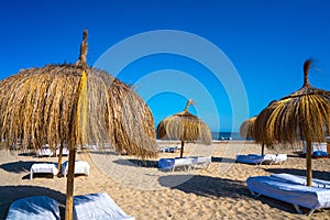 Ibiza Playa d En Bossa beach in Balearic Islands