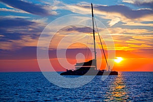 Ibiza san Antonio Abad catamaran sailboat sunset photo