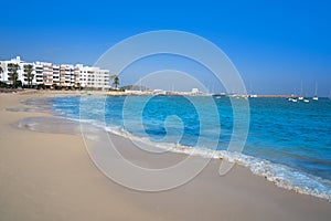 Ibiza Santa Eulalia town beach in Spain photo