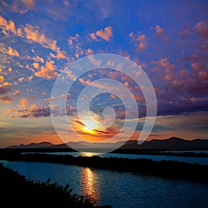 Ibiza ses Salines saltworks at sunset in Sant Josep photo