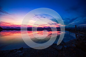 Ibiza ses Salines saltworks at sunset in Sant Josep photo